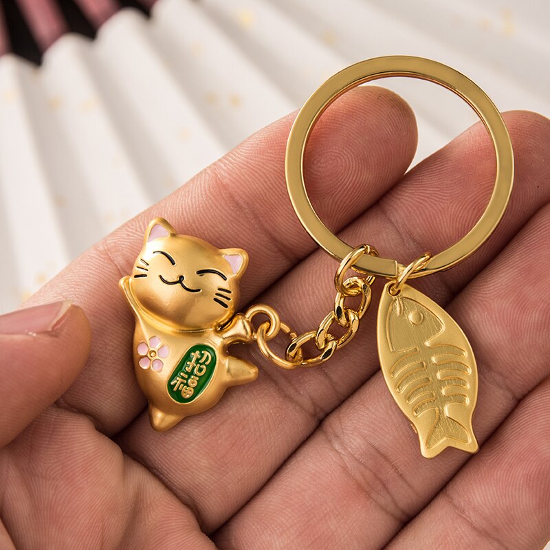 Porte Clé Maneki Neko Doré