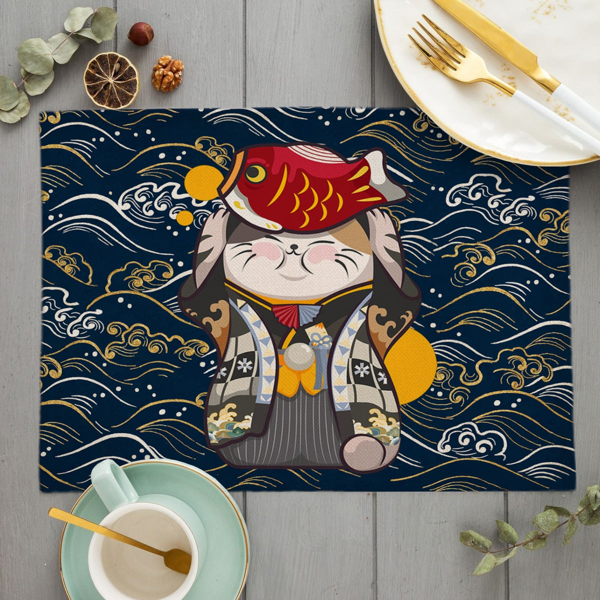 Napperon de Table Maneki Neko Noir