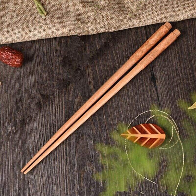 Baguettes Japonaises en Bois - Fil Beige et Bois Clair
