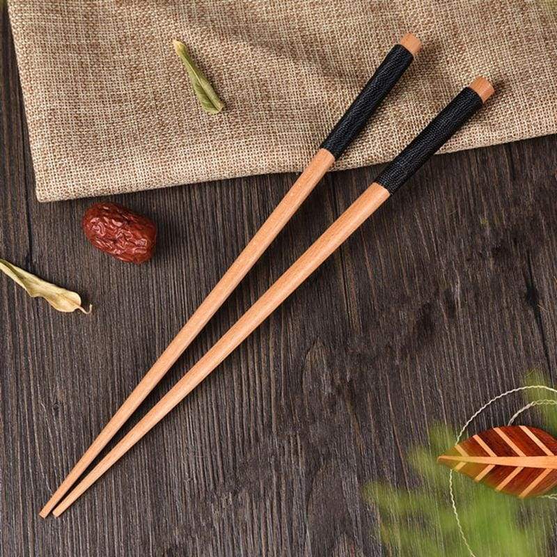 Baguettes Japonaises en Bois - Fil Noir et Bois Clair