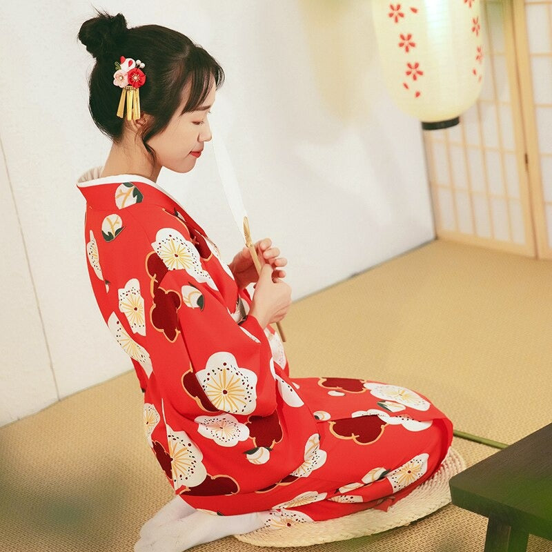 Kimono Japonais Femme Traditionnel Satin