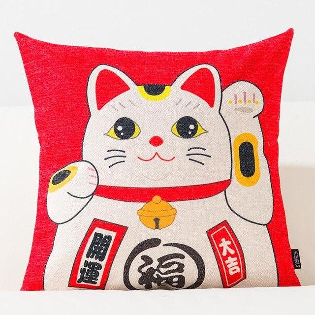 Housse de Coussin Maneki-Neko