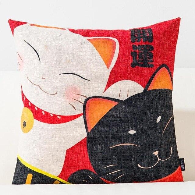 Housse de Coussin Maneki-Neko