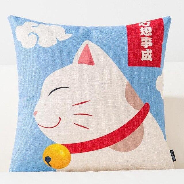 Housse de Coussin Maneki-Neko