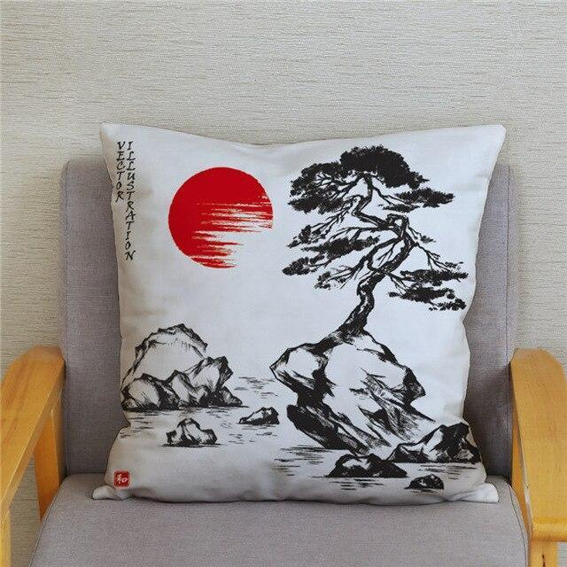 Housse de Coussin Style Japonais