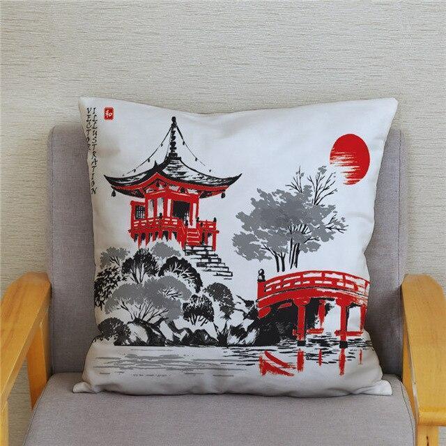 Housse de Coussin Style Japonais