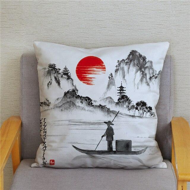 Housse de Coussin Style Japonais