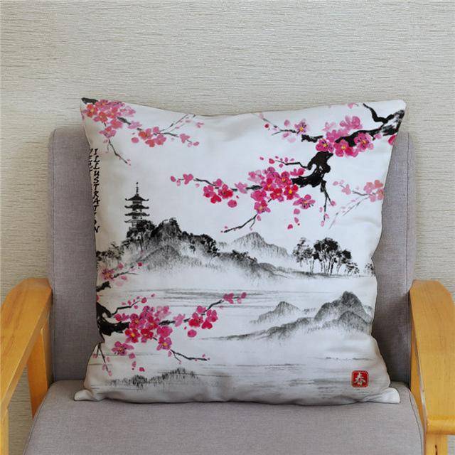 Housse de Coussin Style Japonais
