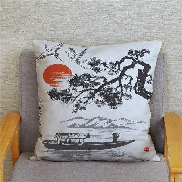 Housse de Coussin Style Japonais