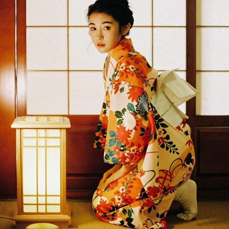 Kimono Japonais Fleuri Long