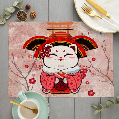 Napperon de Table Maneki Neko Rouge