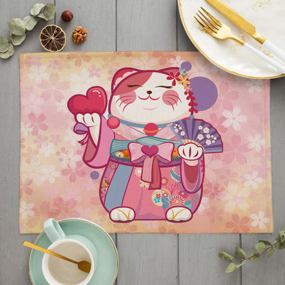Napperon de Table Maneki Neko Rouge