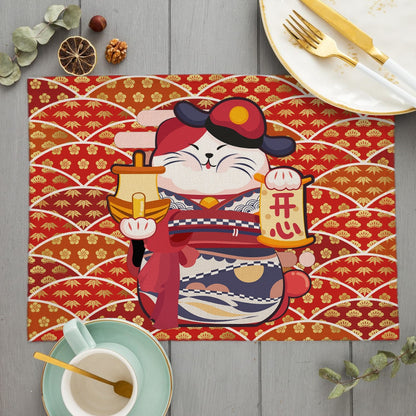Napperon de Table Maneki Neko Rouge