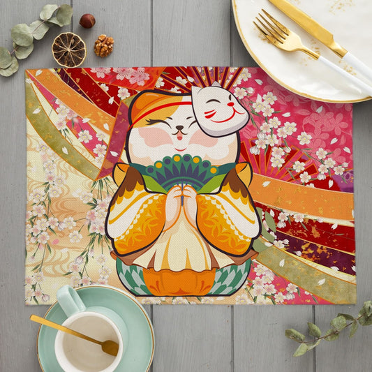 Napperon de Table Maneki Neko Rouge