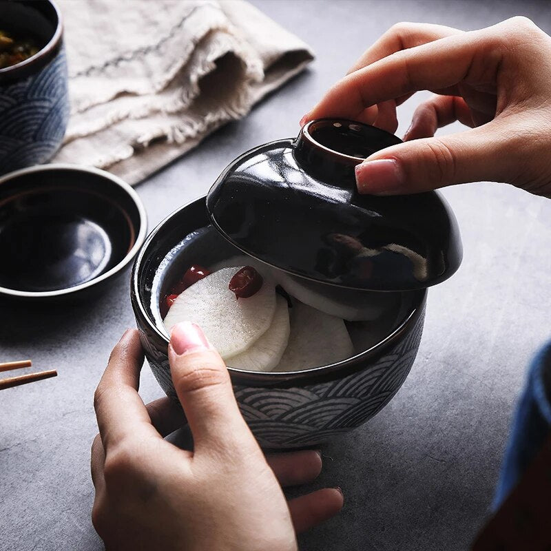 Bol Japonais en céramique avec couvercle